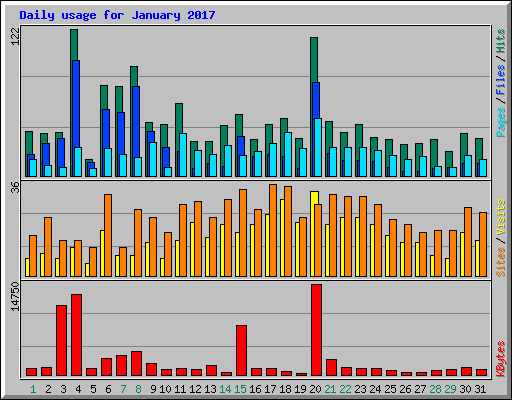 Daily usage for January 2017